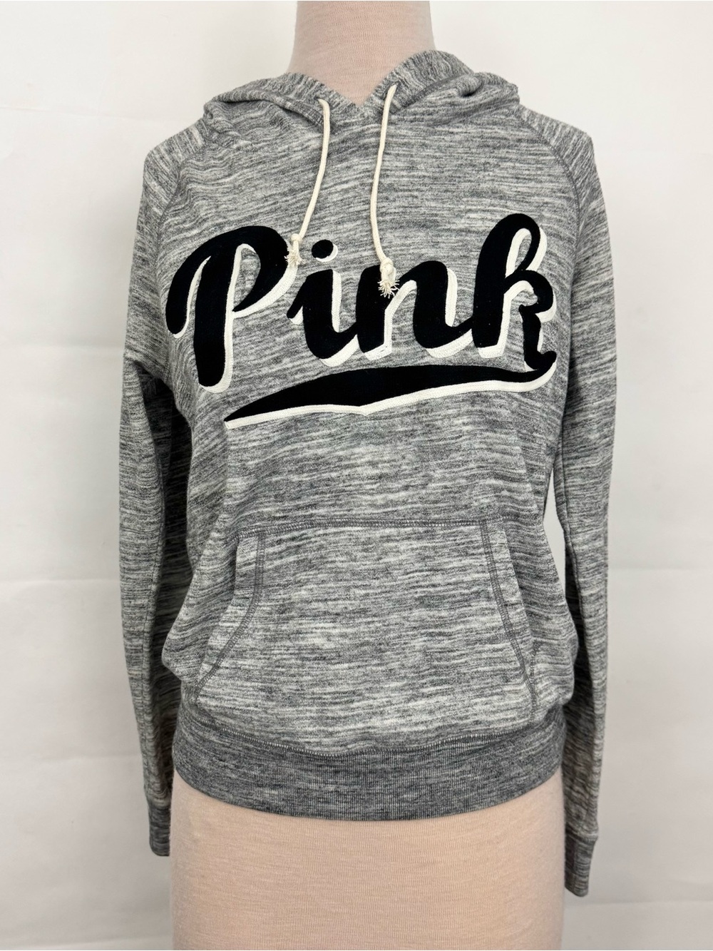 Victoria’s Secret PINK heathered gray embroidered hoodie medium